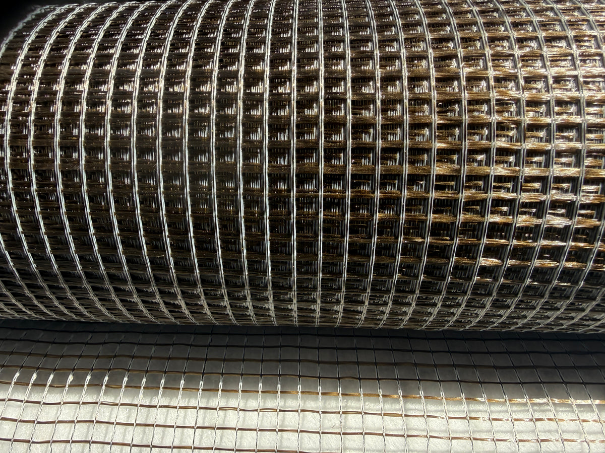Malla de fibra de basalto 110 g/m², recubrimiento polimérico, 7x6 mm, ancho 1 m, rollo de 50 m²